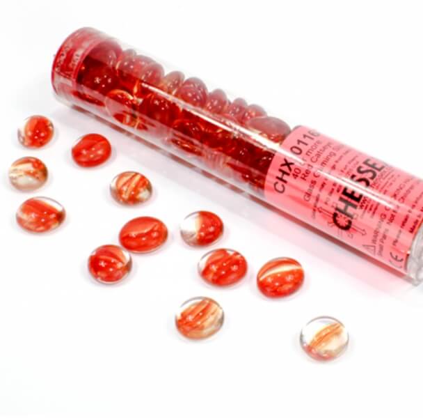 Chessex Gaming Glass Stones in Tube Catseye Red (žetóny) – 40 ks