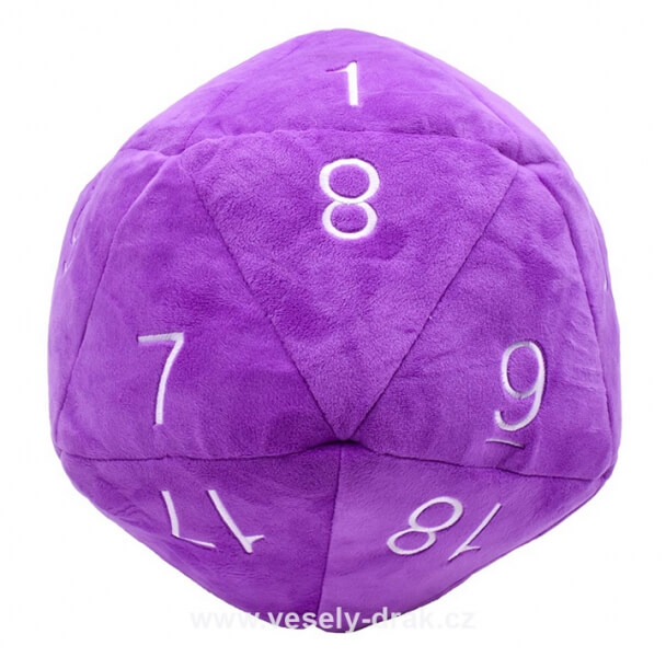 Plyšová kocka 20-tich stranná - fialová (Jumbo D20)