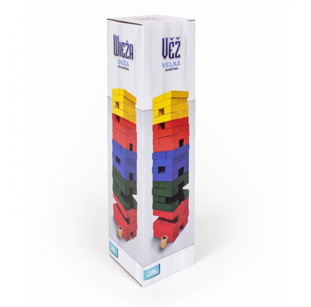 Jenga - Veľká farebná veža s kockou