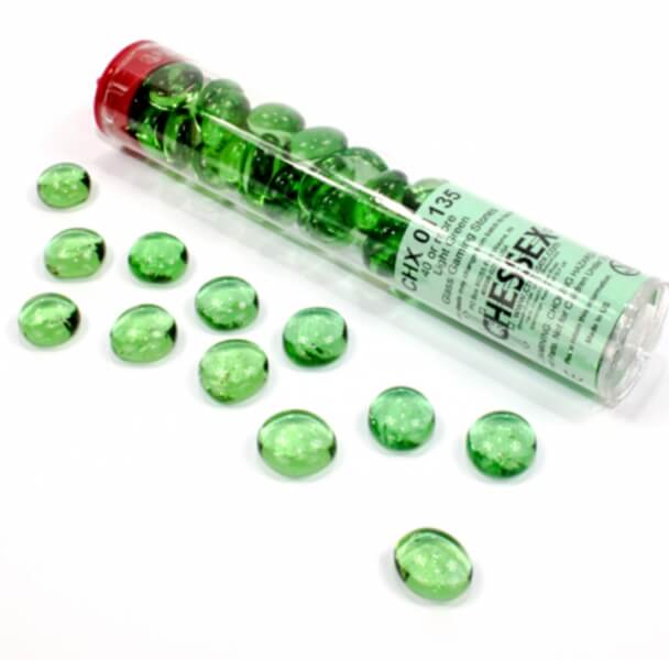 Chessex Gaming Glass Stones in Tube Light Green (žetóny) - 40 ks