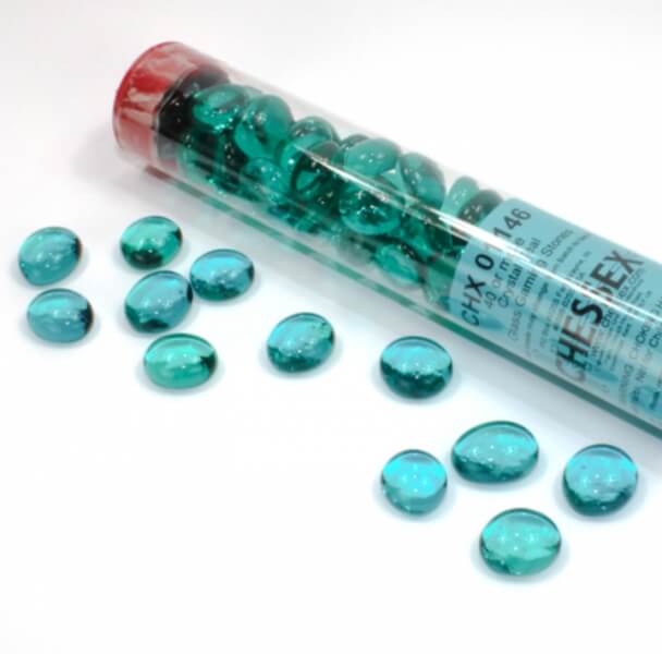 Chessex Gaming Glass Stones in Tube Teal (žetóny 1146) - 40 ks