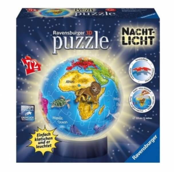 3D Puzzle Ravensburger Puzzleball Globus - svietiaci - 72 dielov