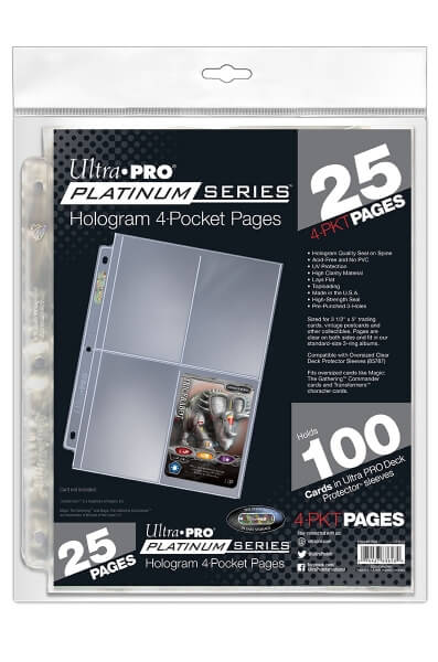 Stránky do albumu UltraPro 4-Pocket - Platinum Series (na veľké karty alebo fotky) - 25ks