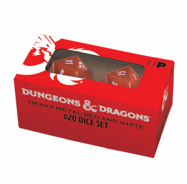 Sada kociek Ultra Pro Dungeons & Dragons Heavy Metal Red and White D20 - 2 ks