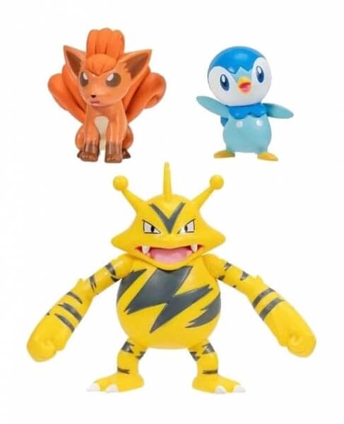 Pokémon akčné figúrky 3-Pack Piplup, Vulpix, Electabuzz 5-7 cm