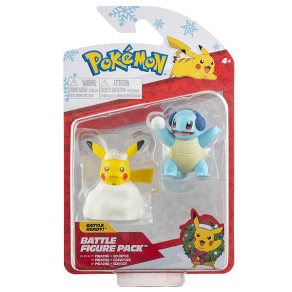 Pokémon akčné figúrky Pikachu a Squirtle (Merry Christmas) - 5 cm