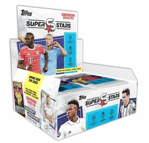 Futbalové karty Topps 2022-2023 UEFA Superstars booster box