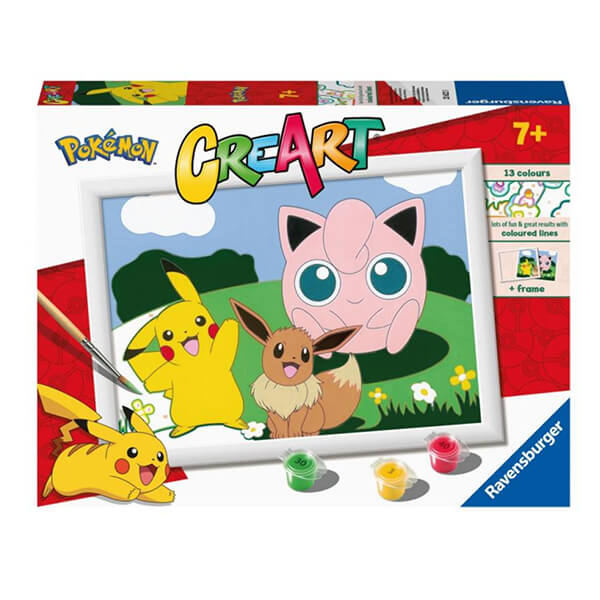 Pokémon maľovanie podľa čísel - Pikachu, Eevee a Jigglypuff