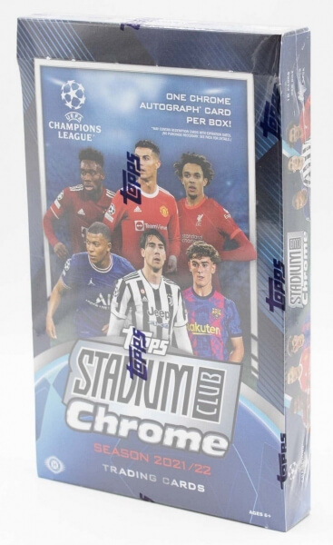 2021-2022 Topps Champions League Stadium Club Chrome Hobby Box futbalové karty