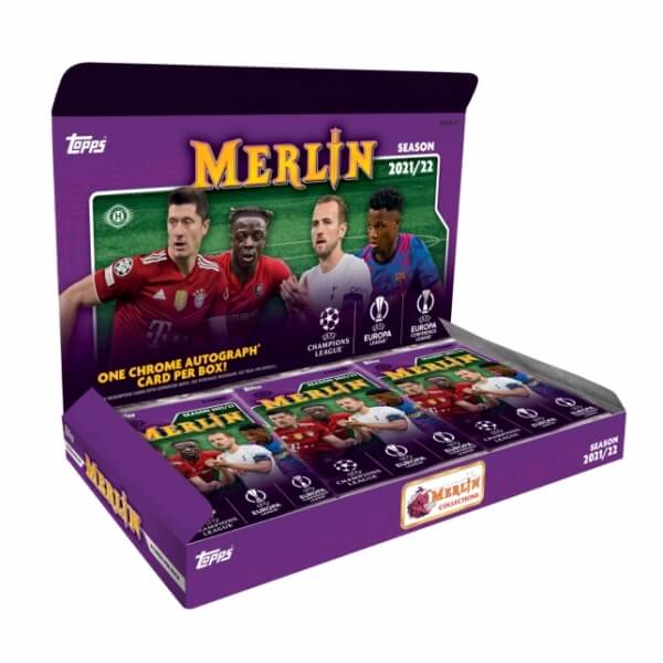 2021-2022 Topps UEFA Champions League Merlin Chrome Hobby Box - futbalové karty