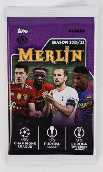 2021-2022 Topps UEFA Champions League Merlin Chrome Hobby Balíček - futbalové karty