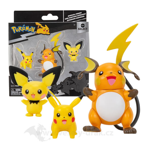 Pokémon akčné figúrky Pichu, Pikachu a Raichu 5 - 7 cm