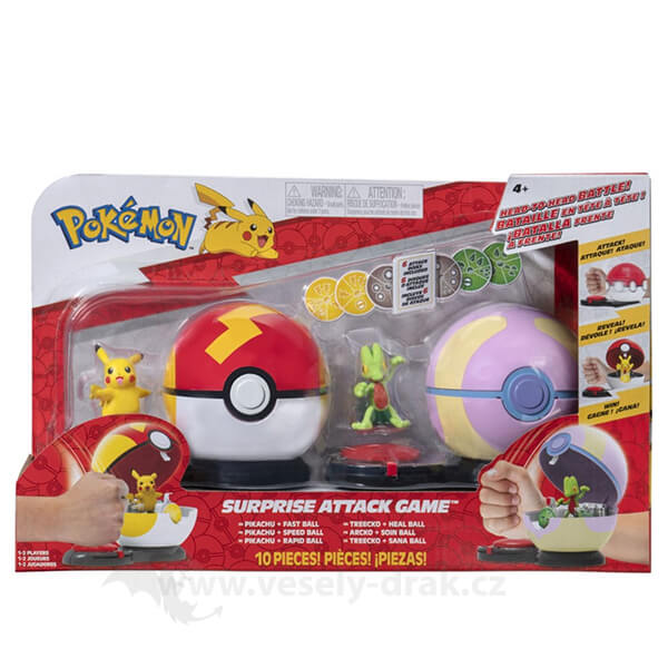 Pokémon figúrková bitka - Surprise Attack Game - Pikachu vs. Treecko