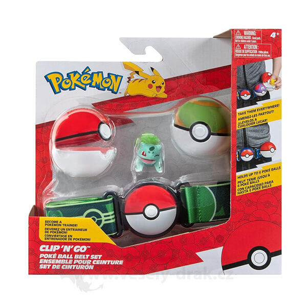 Pokémon Clip and Go set - Bulbasaur s opaskom - Poké Ball + Nest Ball