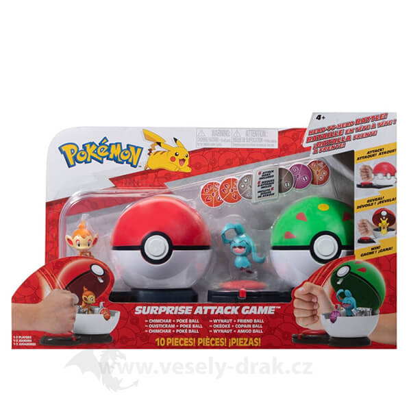 Pokémon figúrková bitka - Surprise Attack Game - Chimchar vs Wynaut