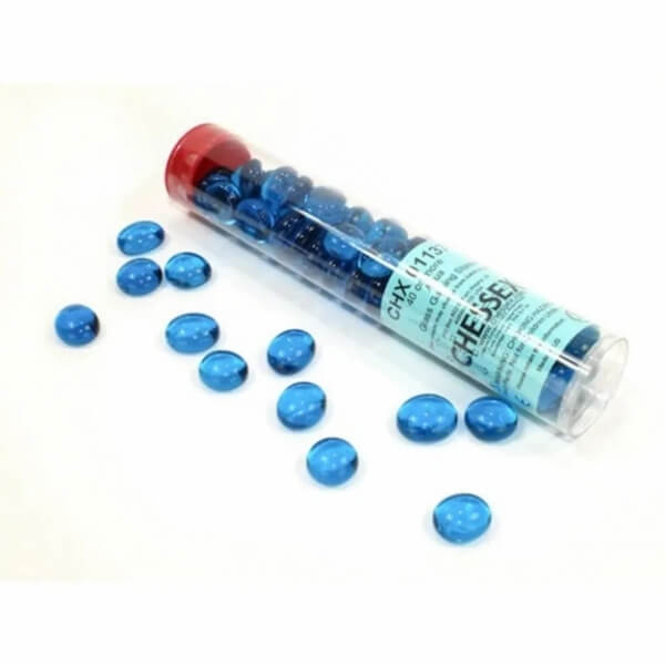 Chessex Gaming Glass Stones in Tube Crystal Aqua (žetóny) - 40 ks