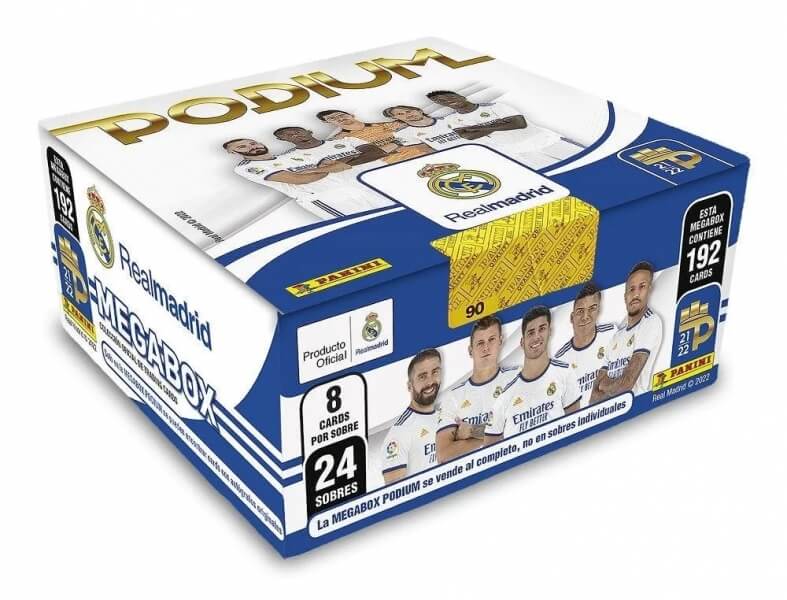 Futbalové karty Panini 2021-2022 Podium Real Madrid Mega Box