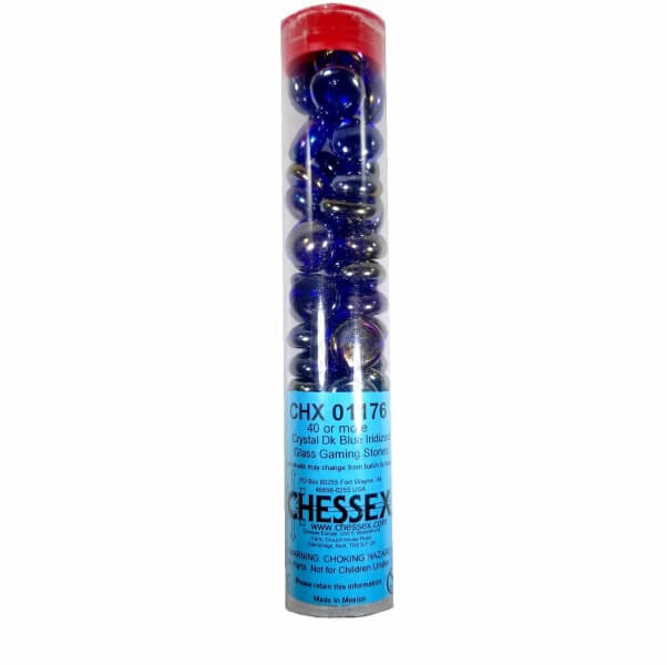 Chessex Gaming Glass Stones in Tube Iridized Dark Blue (žetóny) - 40 ks