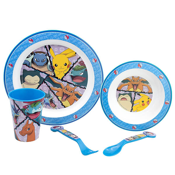 Detská jedálenská súprava Pokémon - plastová - 5 ks