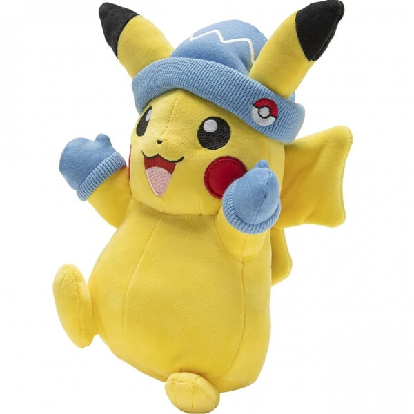Pokémon plyšový Pikachu v zimnej čiapke a palčiakoch 20 cm