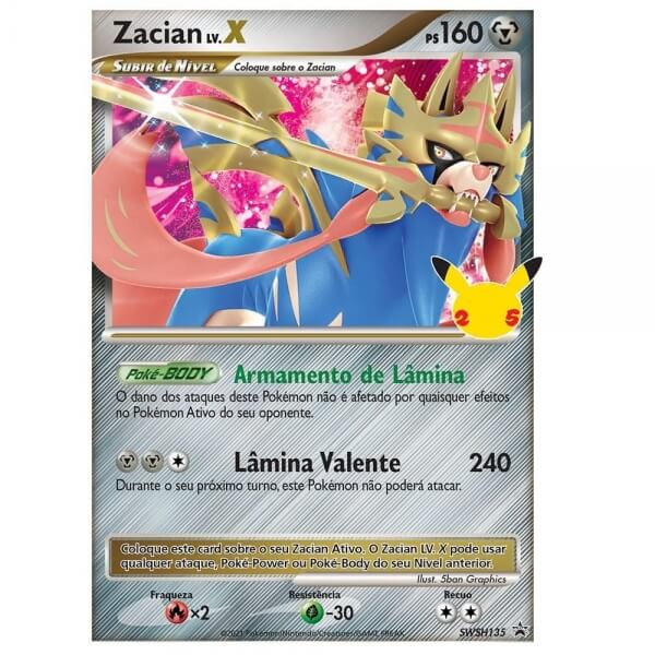 Karta Pokémon Zacian Lv. X z Kolekcie Celebrations Deluxe Pin
