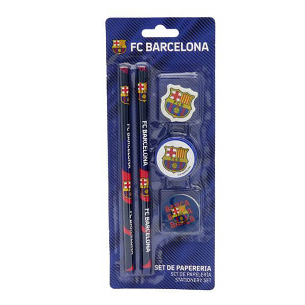 FC Barcelona - školský set (ceruzky, gumy + orezávátko)