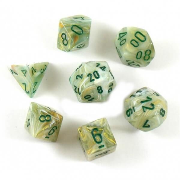 Sada kociek Marble Green/Dark Green Mini Polyhedral - 7 ks