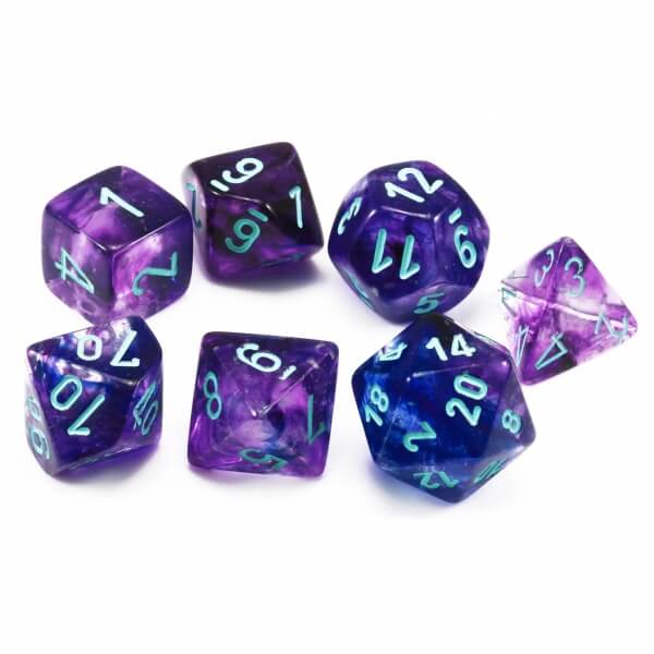 Sada kociek Nebula Luminary Nocturnal/Blue Mini Polyhedral - 7 ks