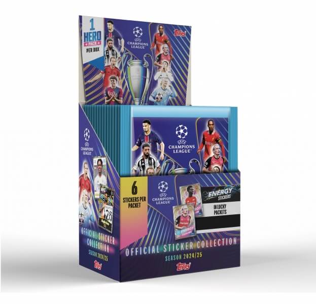 Topps Champions League 2025 Booster box - 50 balíčkov nálepiek