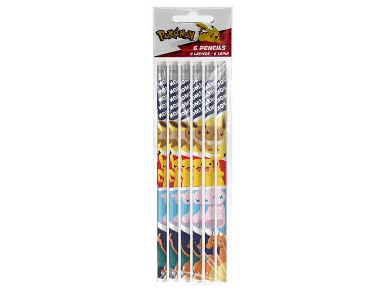 Sada ceruziek Pokémon s Eevee, Pikachu, Mew a Charizard - 6 ks