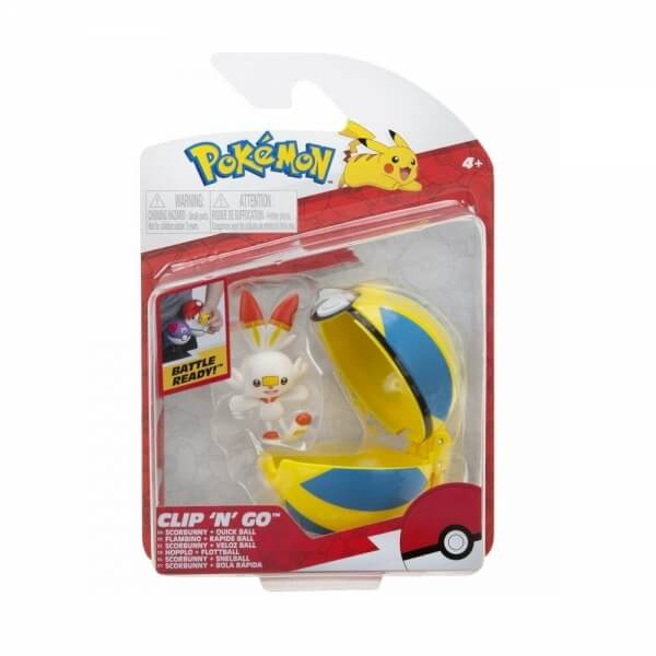 Pokémon hračka Clip and Go Quick Ball - figúrka Scorbunny