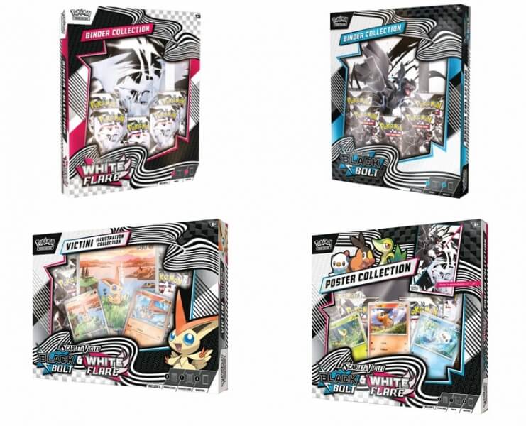 Dvě varianty boxů Black Bolt White Flare pokemon karty