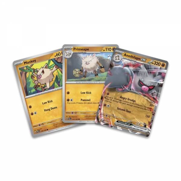 Karty Pokémona Annihilape ex vývoj 3 karty - Mankey, Primeape a Annihilape ex