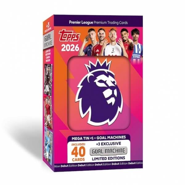 2025-2026 Topps Premier League Mega Tin #1 Goal Machine červená - Futbalové karty