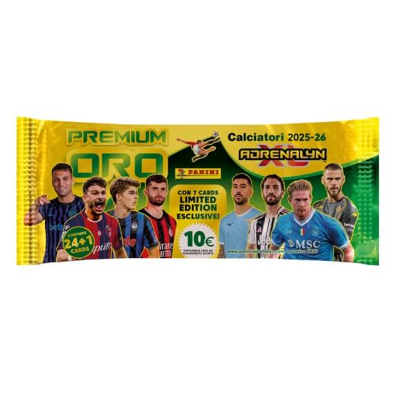 Futbalové karty Panini Serie A 2025/2026 - ADRENALYN XL Gold Packet