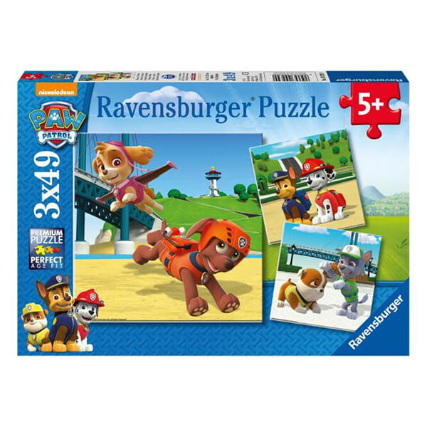 Puzzle Tlapková patrola: Psí tím 3x49 dielikov