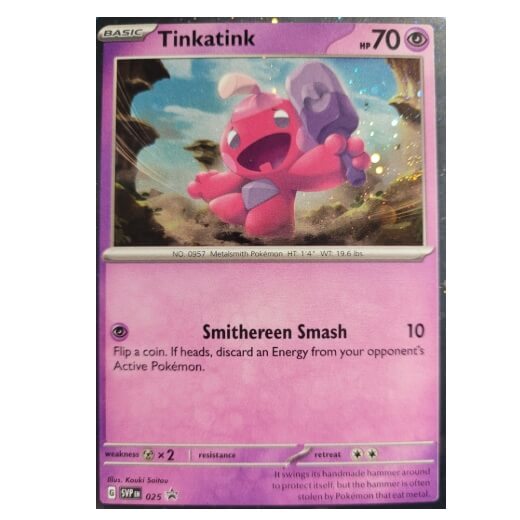 Pokémon propagačná karta Tinkatink z Paldea Evolved 3-pack