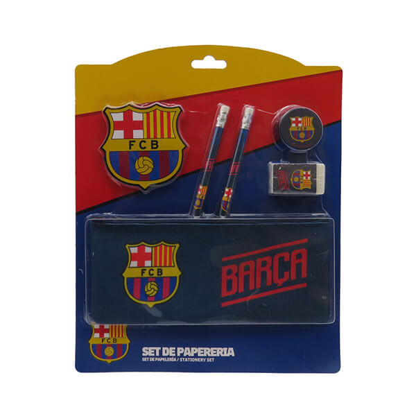 FC Barcelona - školský set s modrým peračníkom (ceruzky, guma + orezávátko)