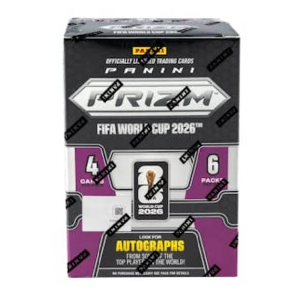 2026 Panini Prizm FIFA World Cup Soccer Blaster Box - Blue, Black Gold, Fuchsia, Orange - futbalové karty