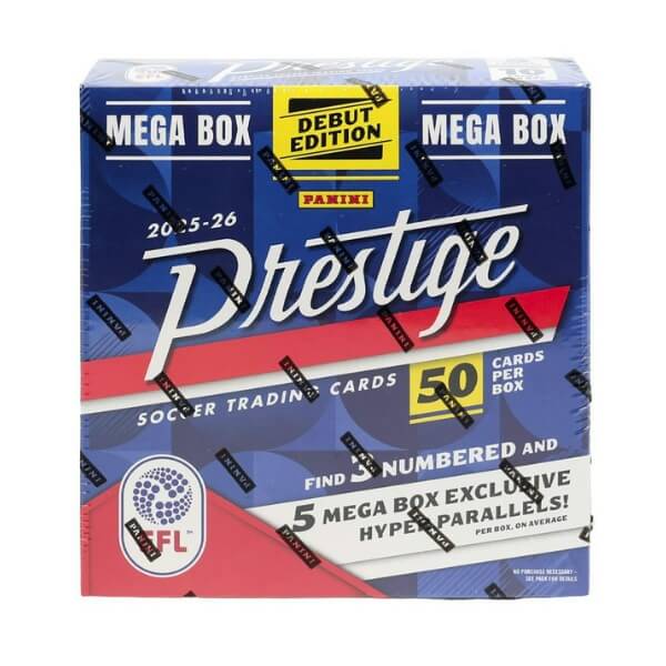 2025-2026 Panini Prestige EFL Soccer International Mega Box - futbalové karty