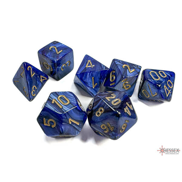 Sada kostek Scarab Royal Blue/Gold Polyhedral - 7 kusov CHX27427