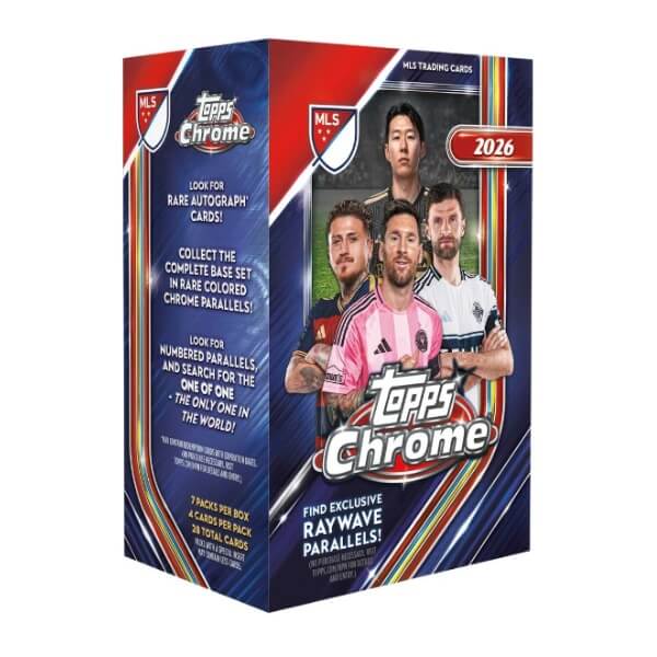 2026 Topps Chrome MLS Major League Soccer Blaster Box – futbalové kartičky