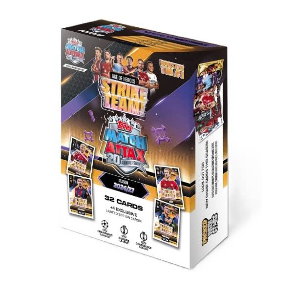 2026–2027 Topps Match Attax Booster Tin 1 Strike Team – futbalové kartičky