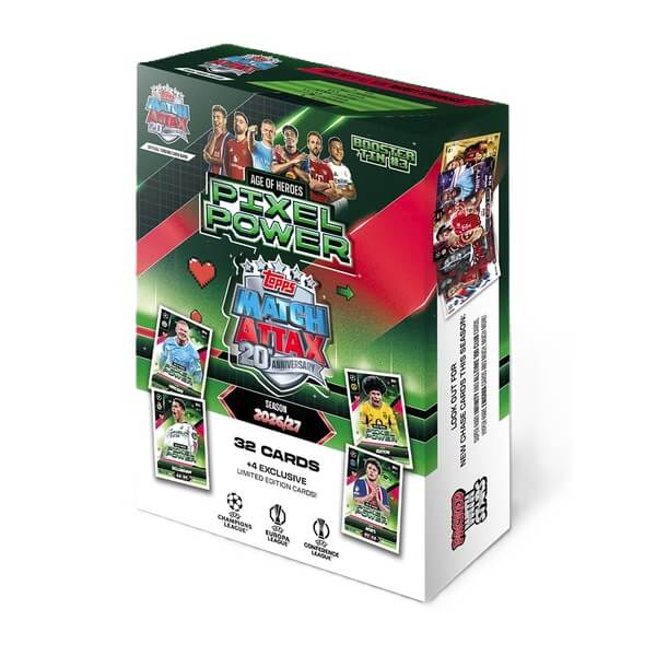2026–2027 Topps Match Attax Booster Tin 3 Pixel Power – futbalové kartičky
