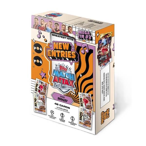 2026–2027 Topps Match Attax Mega Tin 2 New Entries – futbalové kartičky