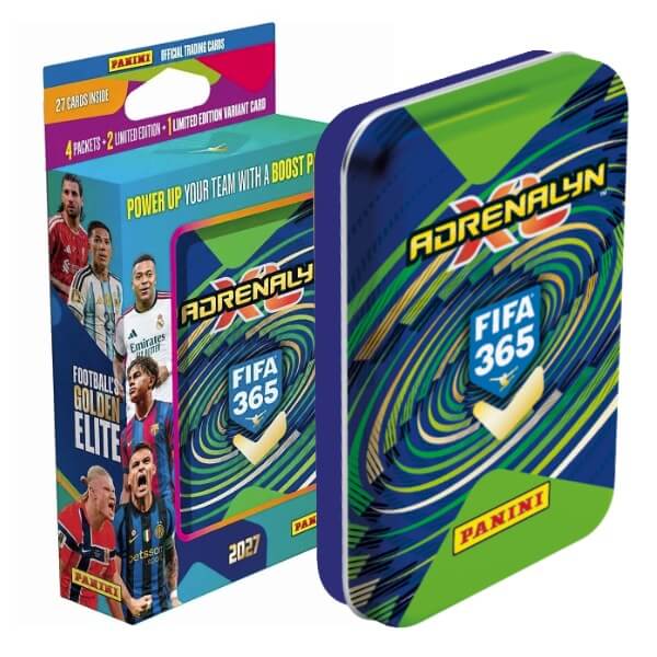 Panini FIFA 365 2026/2027 Adrenalyn XL plechová krabička Pocket zelená – futbalové kartičky 