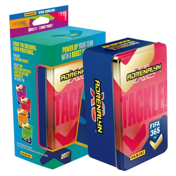 Panini FIFA 365 2026/2027 Adrenalyn XL plechová krabička Classic červená – futbalové kartičky 