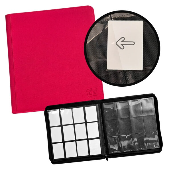 Album na karty TCG Guru 12-Pocket Zippered - Xenon Red na 480 kariet