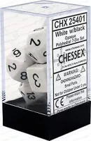 Sada kostek Chessex Opaque Polyhedral 7-Die Set - White with Black - balení