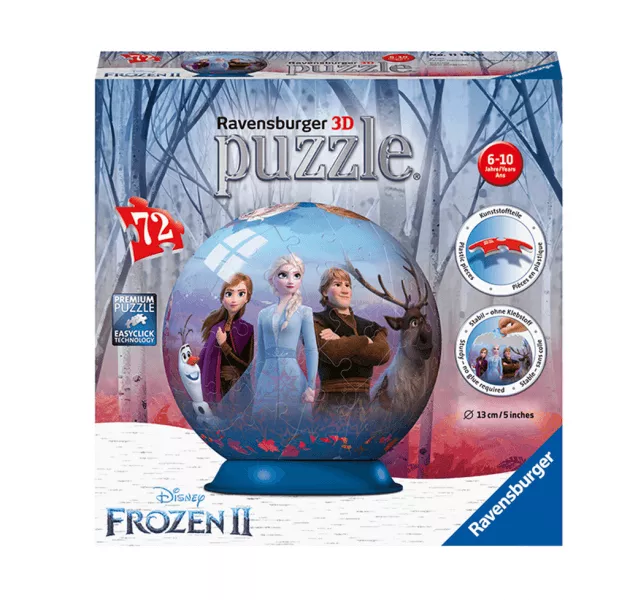 3D Puzzle Ravensburger Puzzleball Ľadové kráľovstvo 2 (Frozen) - 72 dílů